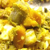Baccala con zucca e porcini secchi