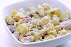 Pasta ricotta, piselli e tonno