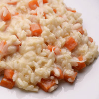 Risotto al formaggio di capra e carote al miele