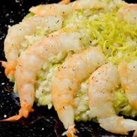 Risotto al profumo di limoncello con porro e gamberi