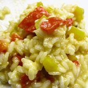 Risotto con acciughe e peperoni