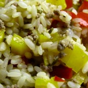 Risotto con agnello e peperoni