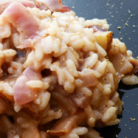 Risotto pere e cipolle al foie gras