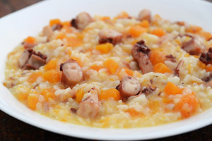 Risotto totani e zucca