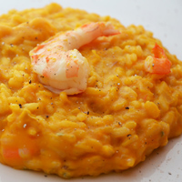 Risotto zucca, gamberi e grana