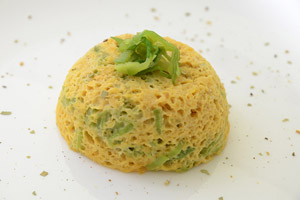 Soufflé veloce di patata dolce e porri