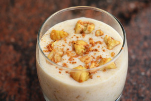 Spuma alla banana e cannella con crumble di castagna
