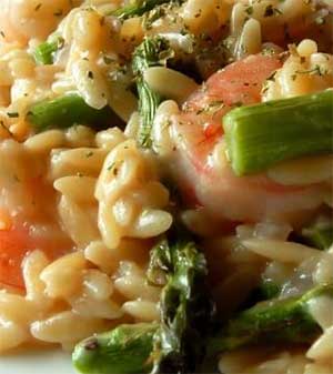 Risotto con asparagi e gamberetti surgelati